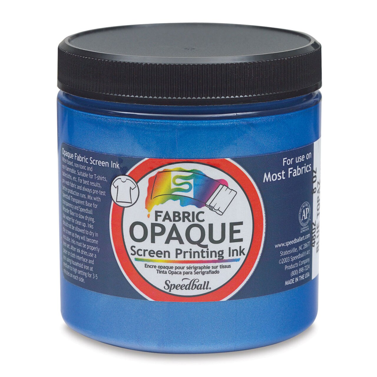 Speedball Fabric Screen Printing Ink - Blue Topaz (Opaque), 8 oz, Jar